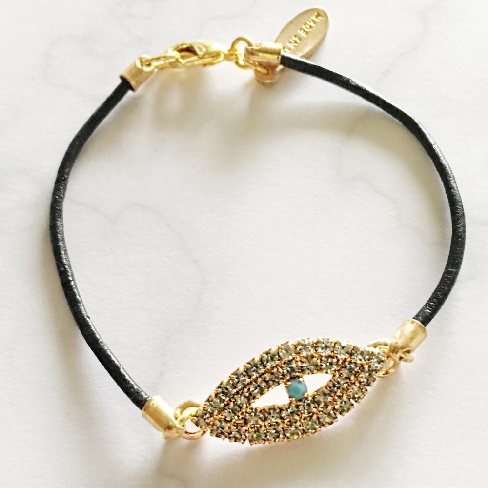 Gold Tone & Crystal Evil Eye Bracelet